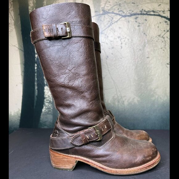 Dr. Martens Brown Leather Buckle Harness Biker Boots Tall Docs US 8 UK 6 - Picture 3 of 10